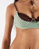 Reclaimed Vintage Reclaimed Vintage underwire bikini top with frill layer in brown and green polka dots-Multi - 3