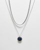 Reclaimed Vintage Reclaimed Vintage unisex 2 row necklace with blue stone in silver - 1