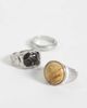 Reclaimed Vintage Reclaimed Vintage Unisex 3-pack rings in worn silver with earth tone stones - 2