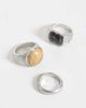 Reclaimed Vintage Reclaimed Vintage Unisex 3-pack rings in worn silver with earth tone stones - 3