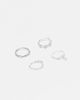 Reclaimed Vintage Reclaimed Vintage unisex 4-pack gem molten rings in slim profile-Silver - 1