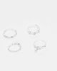 Reclaimed Vintage Reclaimed Vintage unisex 4-pack gem molten rings in slim profile-Silver - 3