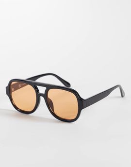 Reclaimed Vintage Reclaimed Vintage unisex aviator sunglasses with orange lens in black