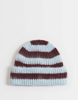 Reclaimed Vintage Reclaimed Vintage unisex beanie in blue and brownstripe