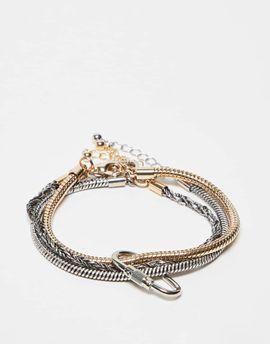 Reclaimed Vintage Reclaimed Vintage unisex bracelet pack in mixed metals-Multi