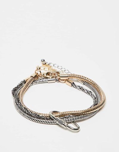 Reclaimed Vintage Reclaimed Vintage unisex bracelet pack in mixed metals-Multi