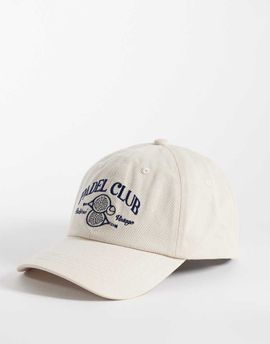 Reclaimed Vintage Reclaimed Vintage Unisex cap with padel club embroidery in beige-White