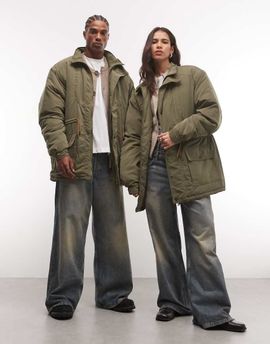 Reclaimed Vintage Reclaimed Vintage unisex contrast toggle waist green jacket