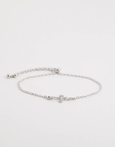 Reclaimed Vintage Reclaimed Vintage unisex cross chain bracelet in silver