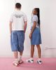 Reclaimed Vintage Reclaimed Vintage Unisex denim jorts in bleach wash-Blue - 3