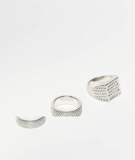 Reclaimed Vintage Reclaimed Vintage unisex engraved signet ring pack set in silver