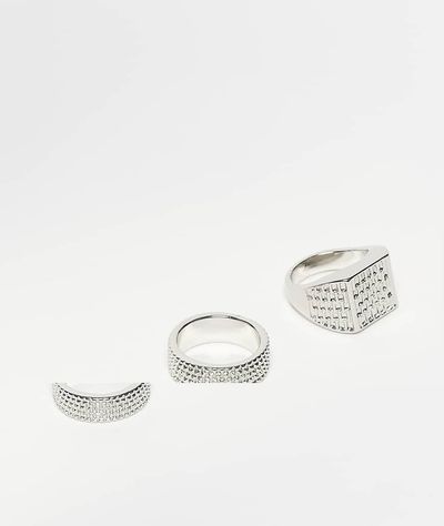 Reclaimed Vintage Reclaimed Vintage unisex engraved signet ring pack set in silver