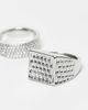 Reclaimed Vintage Reclaimed Vintage unisex engraved signet ring pack set in silver - 3
