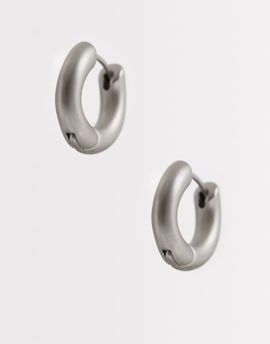 Reclaimed Vintage Reclaimed Vintage unisex everyday matte silver hoop earrings