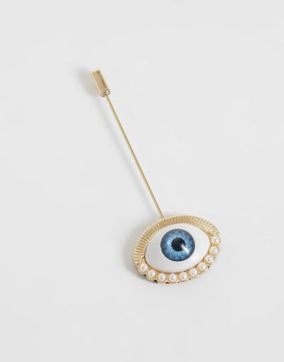Reclaimed Vintage Reclaimed Vintage Unisex eye lapel pin brooch-Gold