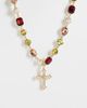 Reclaimed Vintage Reclaimed Vintage unisex gem stone choker necklace with faux pearl detail in gold - 1
