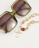 Reclaimed Vintage Reclaimed Vintage unisex gem stone choker necklace with faux pearl detail in gold - 2