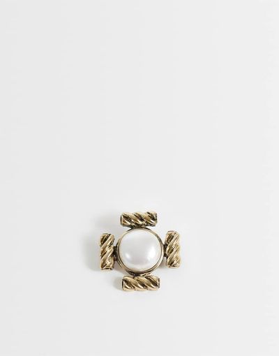 Reclaimed Vintage Reclaimed Vintage Unisex gold-tone antique look brooch with faux pearl