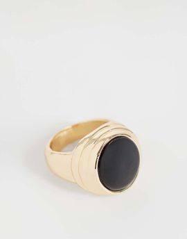 Reclaimed Vintage Reclaimed Vintage unisex gold signet ring with onyx stone