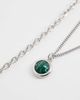 Reclaimed Vintage Reclaimed Vintage unisex green stone 2 row necklace in silver - 2