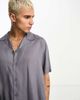 Reclaimed Vintage Reclaimed Vintage unisex inspired viscose revere shirt in gray - 3