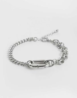 Reclaimed Vintage Reclaimed Vintage unisex layered linked bracelet in silver