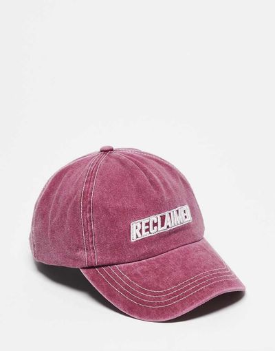 Reclaimed Vintage Reclaimed Vintage unisex logo cap in washed burgundy-Red