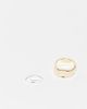 Reclaimed Vintage Reclaimed Vintage unisex mixed metal hammered ring pack in silver and gold-Multi - 1