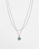 Reclaimed Vintage Reclaimed Vintage unisex molten pendant necklace with green stone-Silver - 1