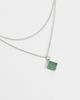 Reclaimed Vintage Reclaimed Vintage unisex molten pendant necklace with green stone-Silver - 3