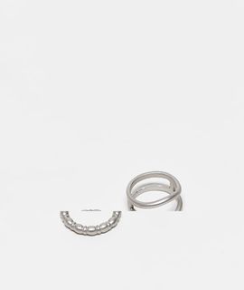 Reclaimed Vintage Reclaimed Vintage Unisex molten ring 2 pack in silver