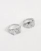 Reclaimed Vintage Reclaimed Vintage unisex rhodium engraved two pack of signet rings-Silver - 1