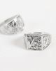 Reclaimed Vintage Reclaimed Vintage unisex rhodium engraved two pack of signet rings-Silver - 2
