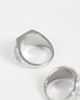 Reclaimed Vintage Reclaimed Vintage unisex rhodium engraved two pack of signet rings-Silver - 3