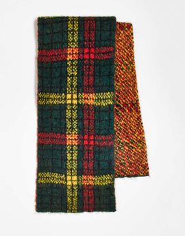 Reclaimed Vintage Reclaimed Vintage Unisex scarf in green, red and yellow plaid-Multi