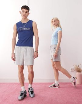 Reclaimed Vintage Reclaimed Vintage unisex shorter length jersey shorts in gray heather