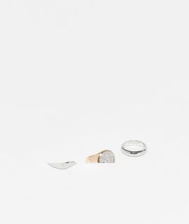 Reclaimed Vintage Reclaimed Vintage unisex signet ring multi pack in mixed metals