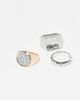 Reclaimed Vintage Reclaimed Vintage unisex signet ring multi pack in mixed metals - 2