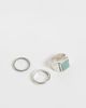 Reclaimed Vintage Reclaimed Vintage unisex silver three pack of rings with green stone - 1