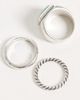 Reclaimed Vintage Reclaimed Vintage unisex silver three pack of rings with green stone - 2