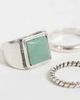 Reclaimed Vintage Reclaimed Vintage unisex silver three pack of rings with green stone - 3