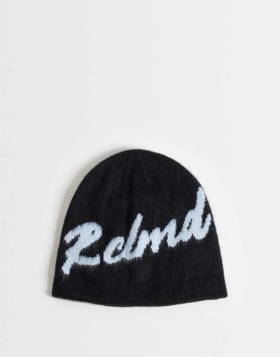 Reclaimed Vintage Reclaimed Vintage unisex skull beanie with branding in gray-Black