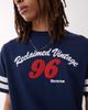 Reclaimed Vintage Reclaimed Vintage unisex slim cropped boxy tee with varsity graphic print in navy - 2
