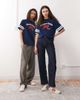 Reclaimed Vintage Reclaimed Vintage unisex slim cropped boxy tee with varsity graphic print in navy - 3