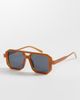 Reclaimed Vintage Reclaimed Vintage unisex square edge aviator sunglasses with dark blue lens in brown - 1