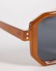 Reclaimed Vintage Reclaimed Vintage unisex square edge aviator sunglasses with dark blue lens in brown - 2