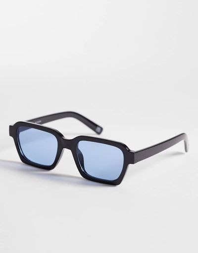 Reclaimed Vintage Reclaimed Vintage unisex square sunglasses with blue lens in black