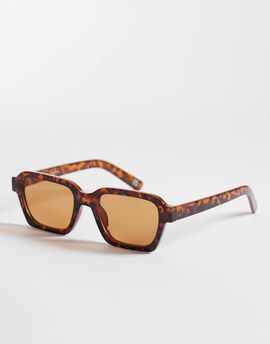 Reclaimed Vintage Reclaimed Vintage unisex square sunglasses with orange lens in brown tortoiseshell