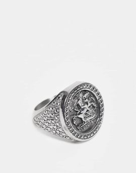 Reclaimed Vintage Reclaimed Vintage Unisex stainless steel waterproof signet ring in silver tone