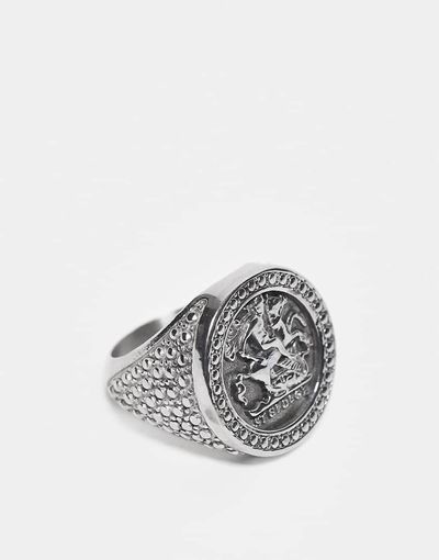 Reclaimed Vintage Reclaimed Vintage Unisex stainless steel waterproof signet ring in silver tone